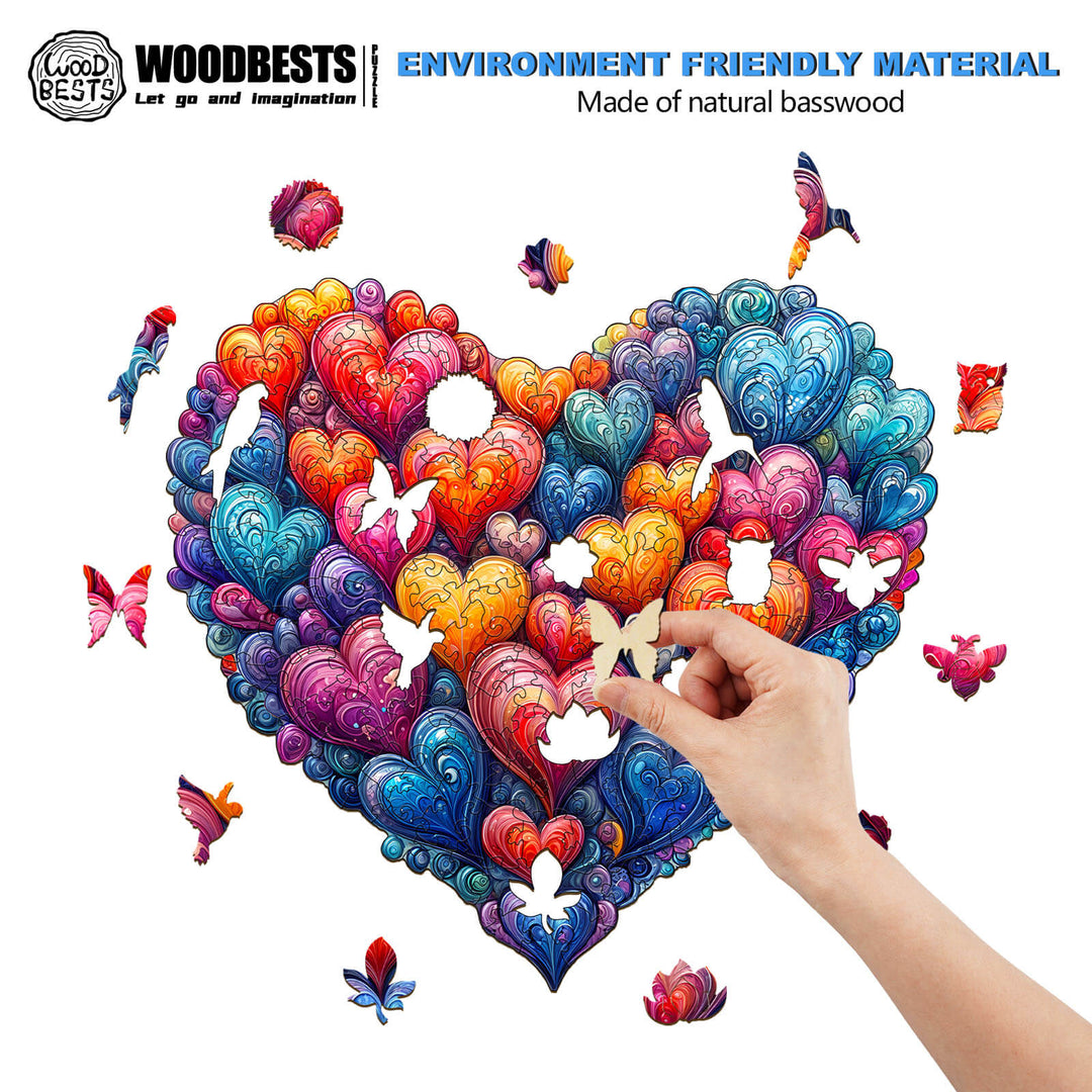 Colorful heart Wooden Jigsaw Puzzle