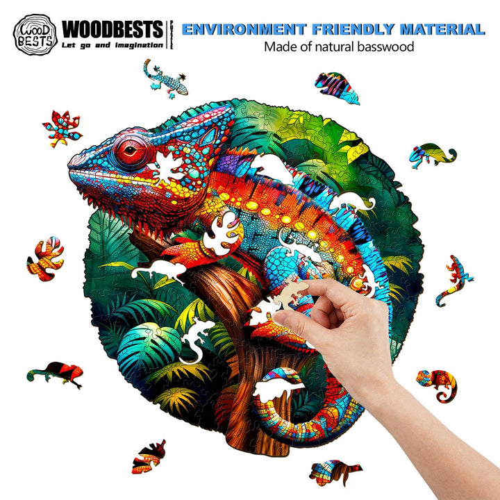 Forest Chameleon Wooden Jigsaw Puzzle