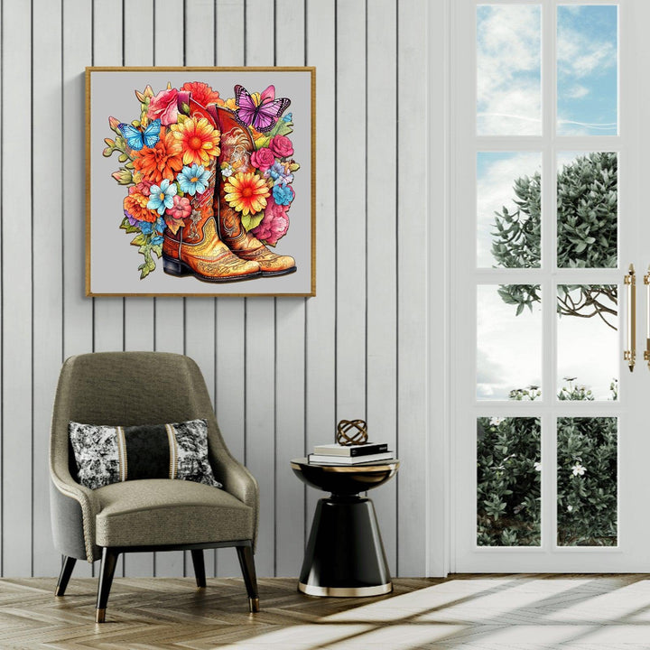 Cowgirl Boots Wooden Jigsaw Puzzle