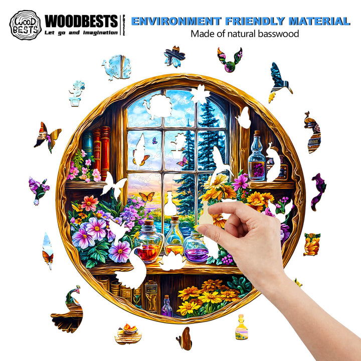 Dreamy window  Wooden Jigsaw Puzzle