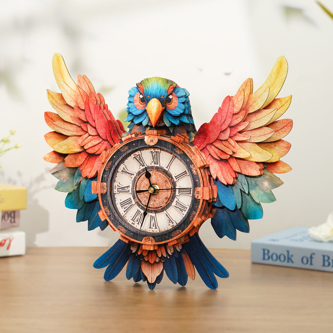 Parrot – DIY Wooden Clock, 3D Puzzle Craft Kit