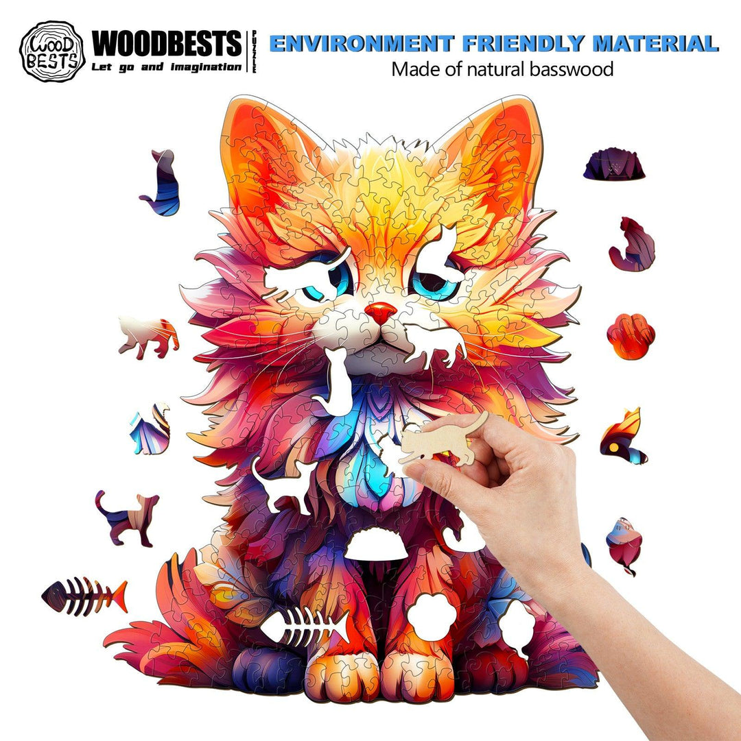 Docile Cat Wooden Jigsaw Puzzle