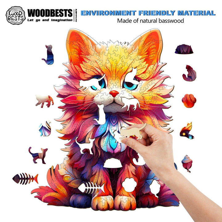 Docile Cat Wooden Jigsaw Puzzle