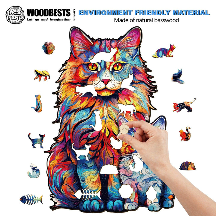 Maine Coon Family-2 Wooden Jigsaw Puzzle