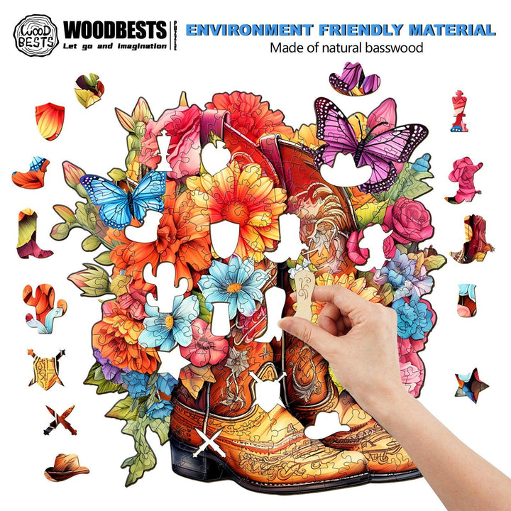 Cowgirl Boots Wooden Jigsaw Puzzle