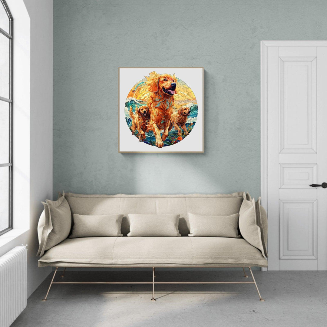 Beach Golden Family Wooden Jigsaw Puzzle