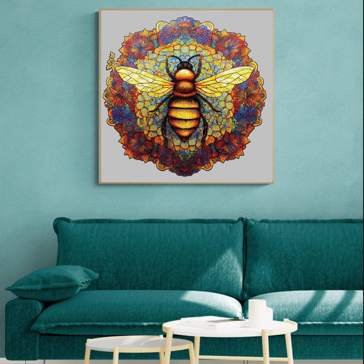 Mandala Bee Wooden Jigsaw Puzzle