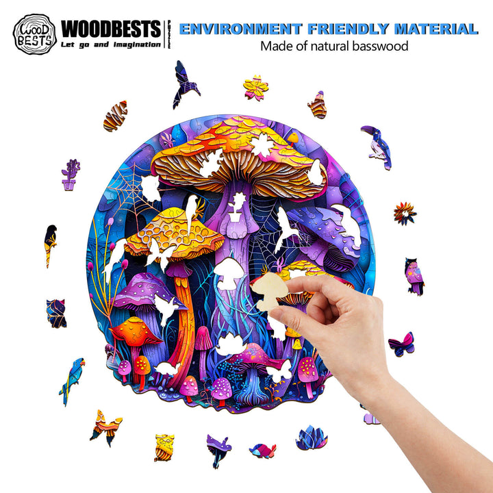 Paper Cut Mushroom Wooden Jigsaw Puzzle