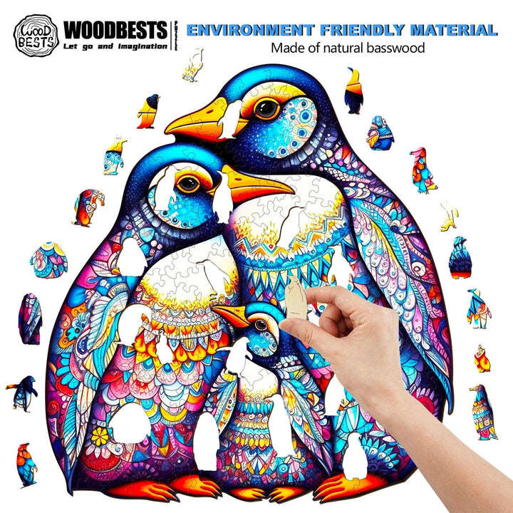 Penguin Family - 2 Wooden Jigsaw Puzzle