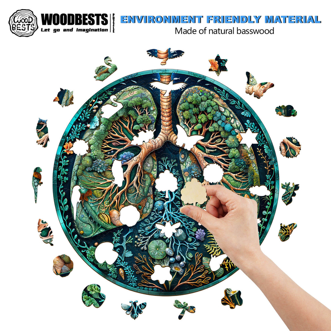 Breath of Nature wooden jigsaw puzzle, eco-friendly natural basswood, mind-challenging and focused gameplay.