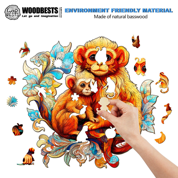 Rhinopithecus Family-1 Wooden Jigsaw Puzzle