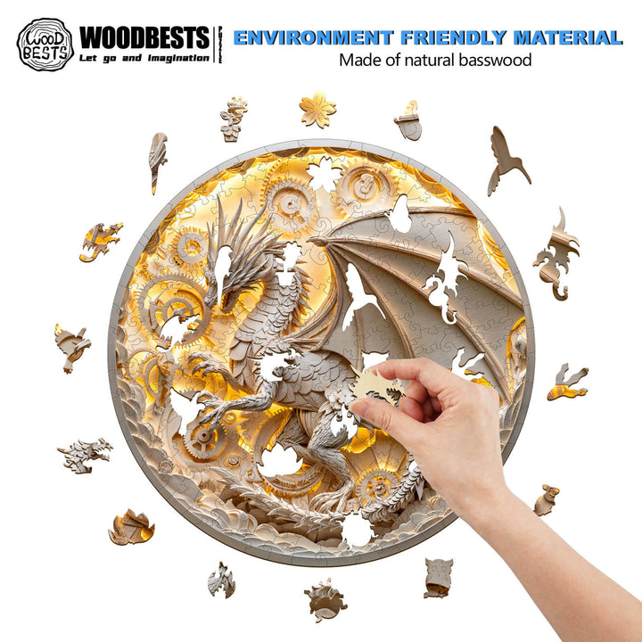 3D paper dragon Wooden Jigsaw Puzzle