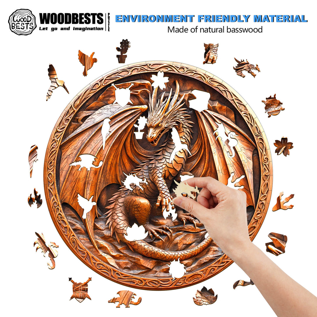 3D sculpture dragon Wooden Jigsaw Puzzle