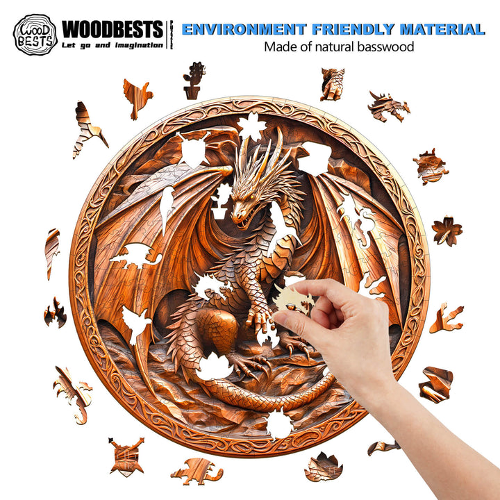 3D sculpture dragon Wooden Jigsaw Puzzle