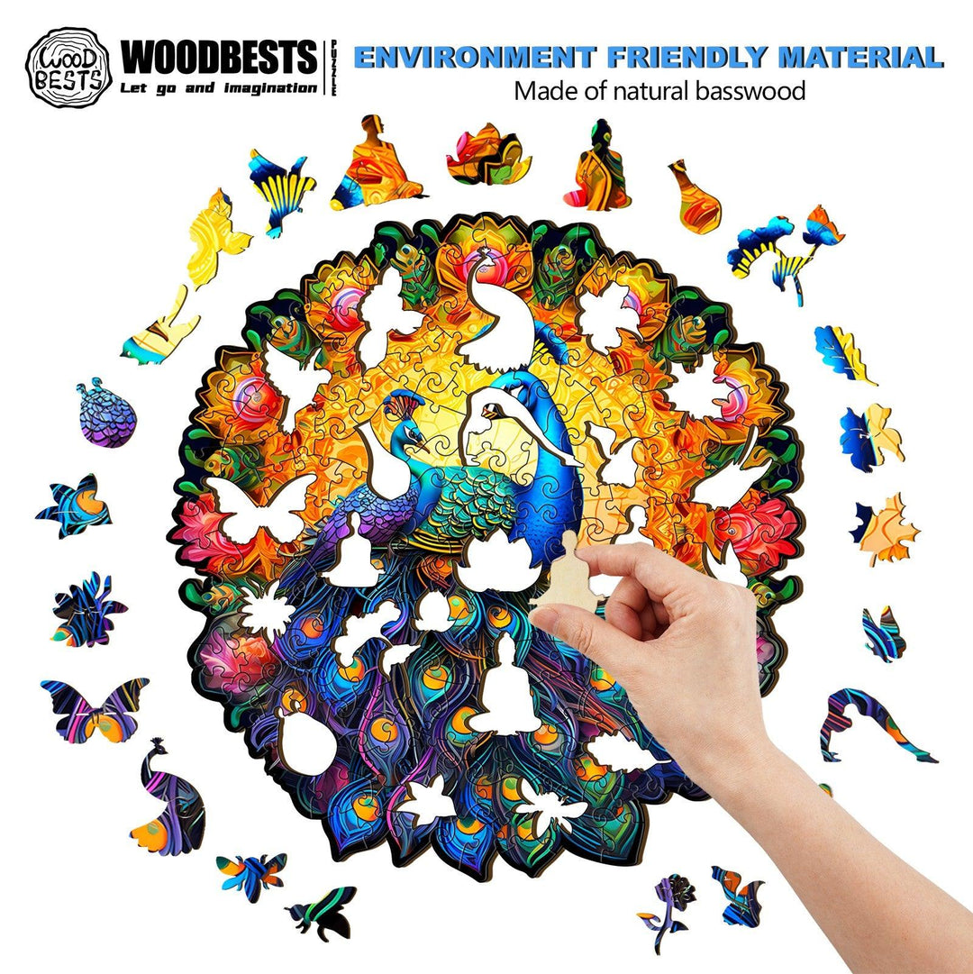 Peacock Family Wooden Jigsaw Puzzle