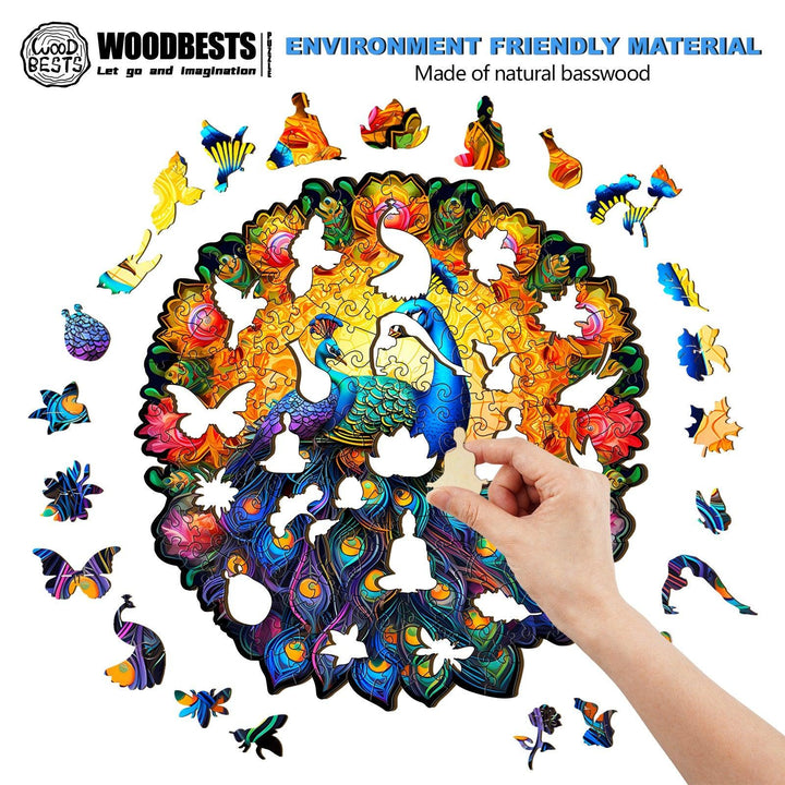 Peacock Family Wooden Jigsaw Puzzle