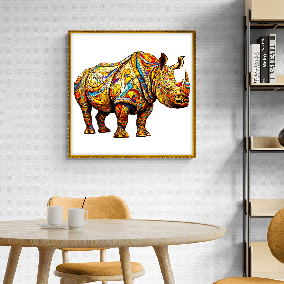 Fierce Rhinoceros Wooden Jigsaw Puzzle