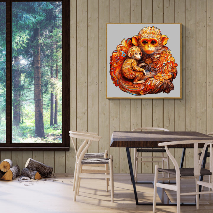 Rhinopithecus Family-2 Wooden Jigsaw Puzzle