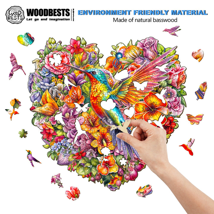 Hummingbird and Flower Wooden Jigsaw Puzzle