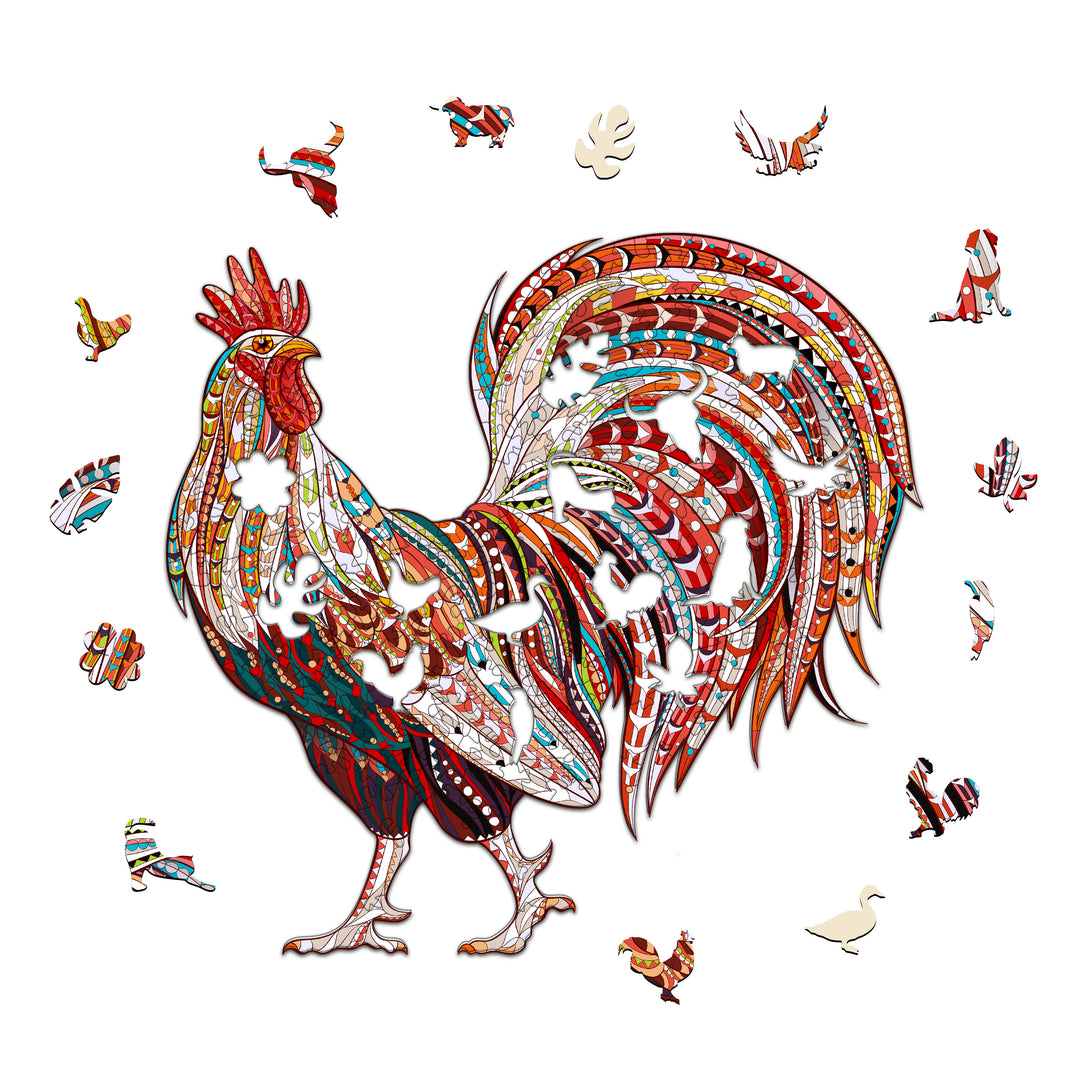 Strong Rooster Wooden Jigsaw Puzzle