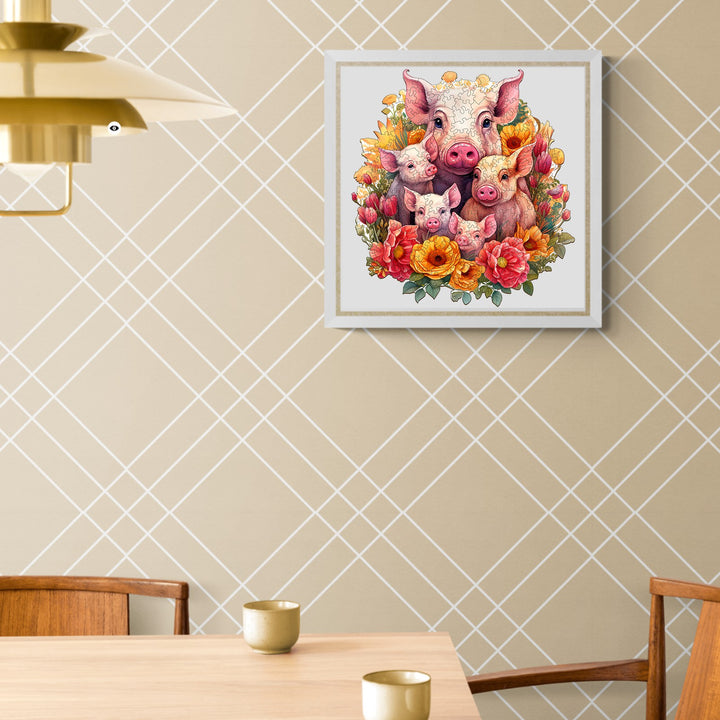 Mother Pig And Piglet-1 Wooden Jigsaw Puzzle