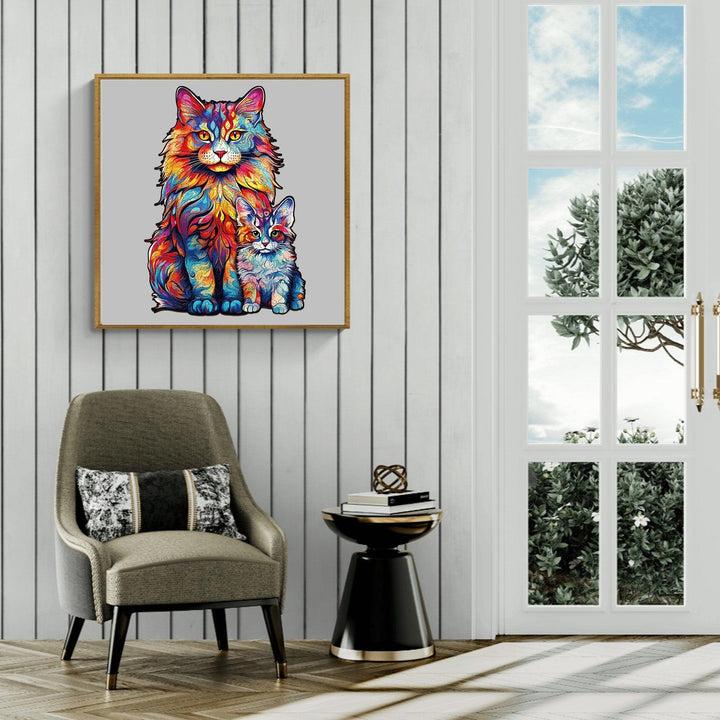 Maine Coon Family-2 Wooden Jigsaw Puzzle