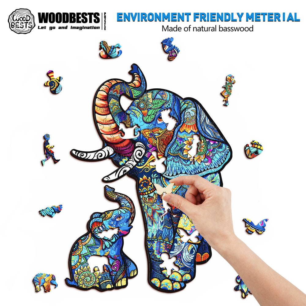 Elephant Family Wooden Jigsaw Puzzle