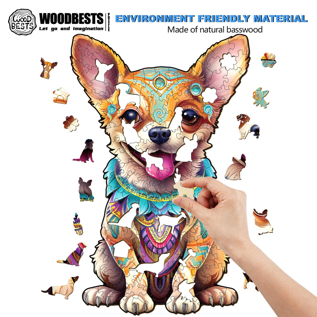 Happy Chihuahua Wooden Jigsaw Puzzle