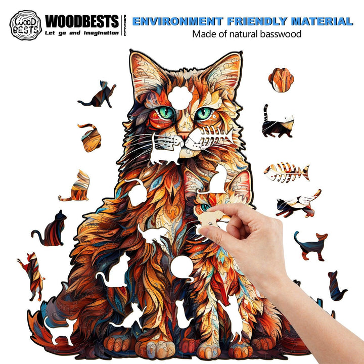 Maine Coon Family Wooden Jigsaw Puzzle