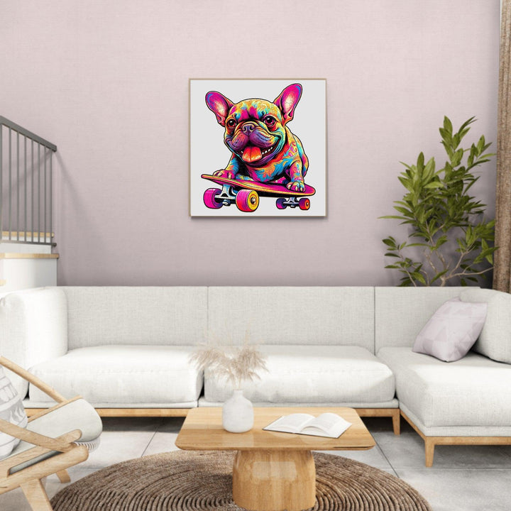 Skate Frenchie Wooden Jigsaw Puzzle