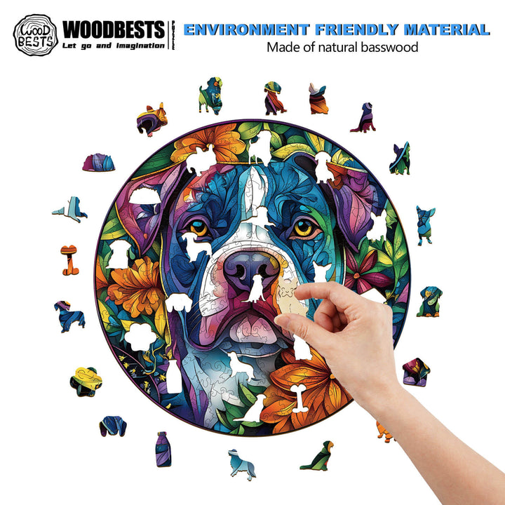 Blooming Loyalty dog Wooden Jigsaw Puzzle