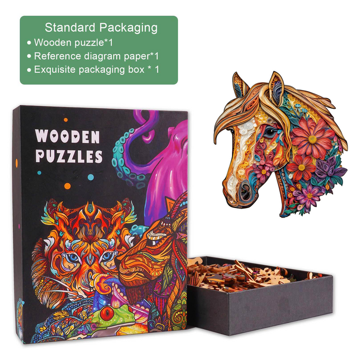 Floral Horse Wooden Jigsaw Puzzle