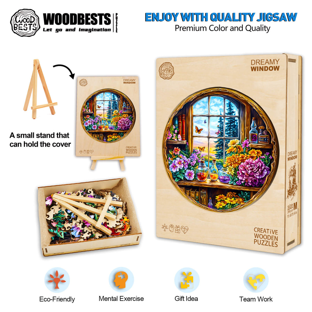 Dreamy window  Wooden Jigsaw Puzzle