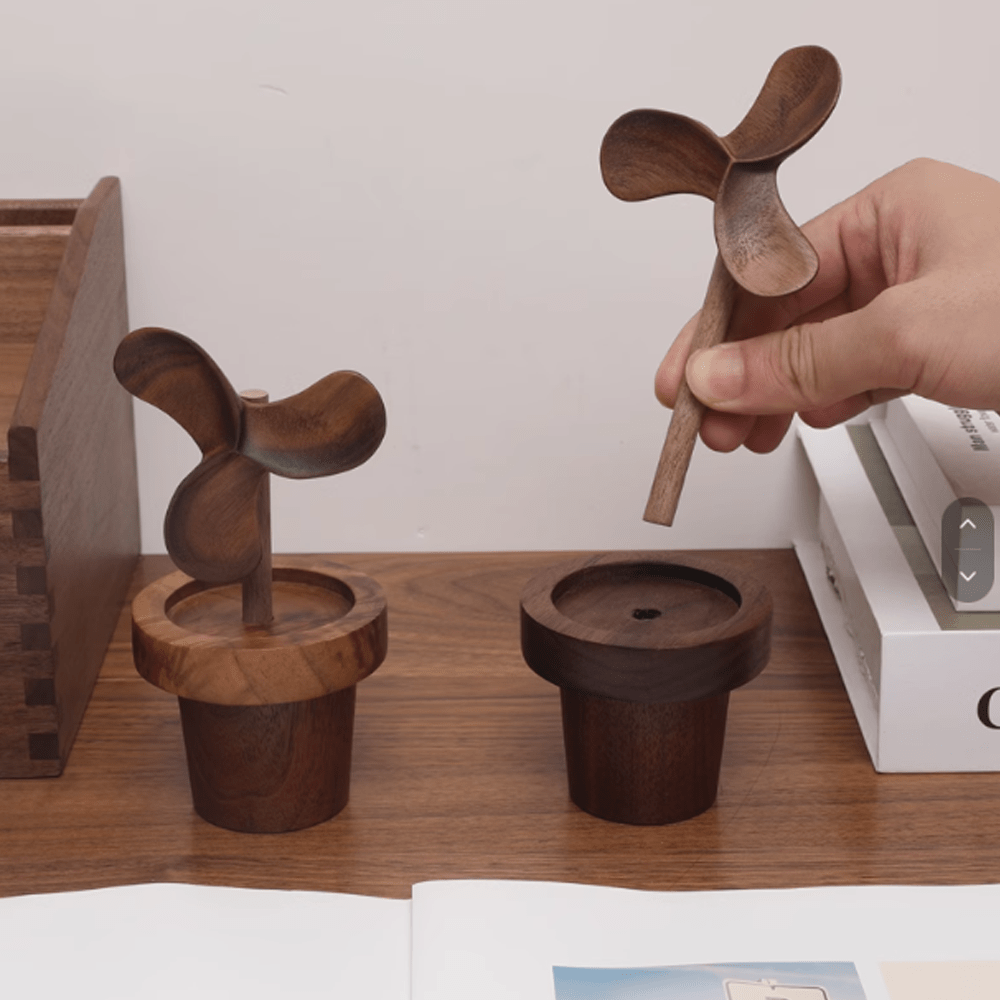 Wooden aromatherapy diffuser with unique design, showcasing walnut's natural beauty and functionality.