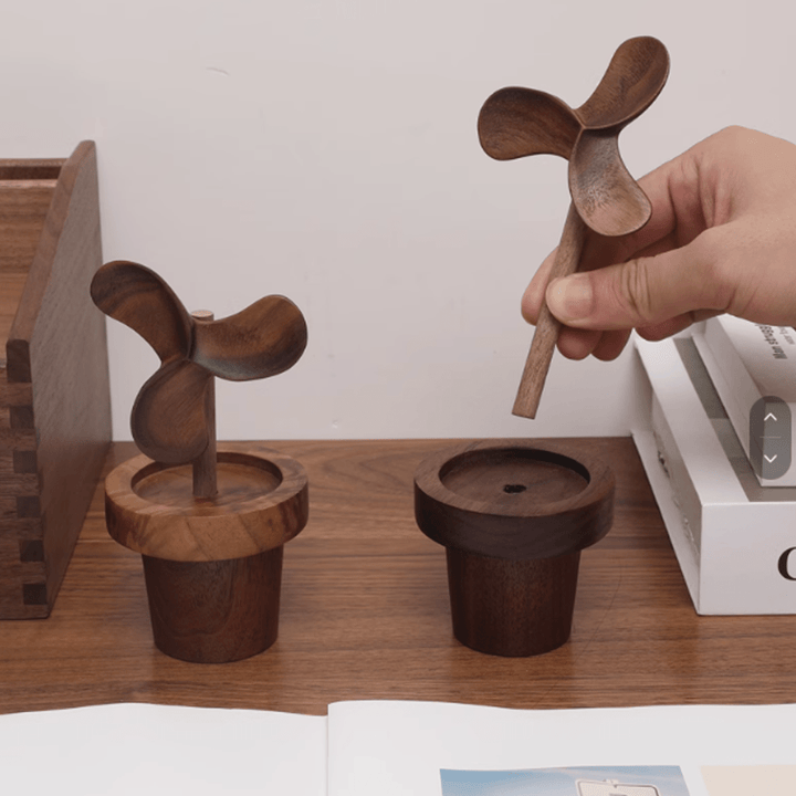 Wooden aromatherapy diffuser with unique design, showcasing walnut's natural beauty and functionality.