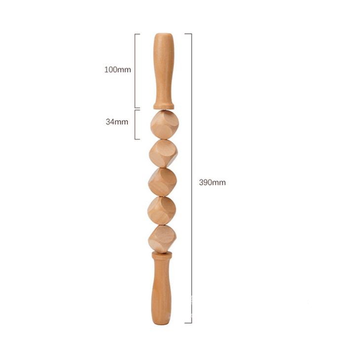 Family Health Meridian Massage Stick for home use, designed to promote circulation and relieve stress, made of wood.