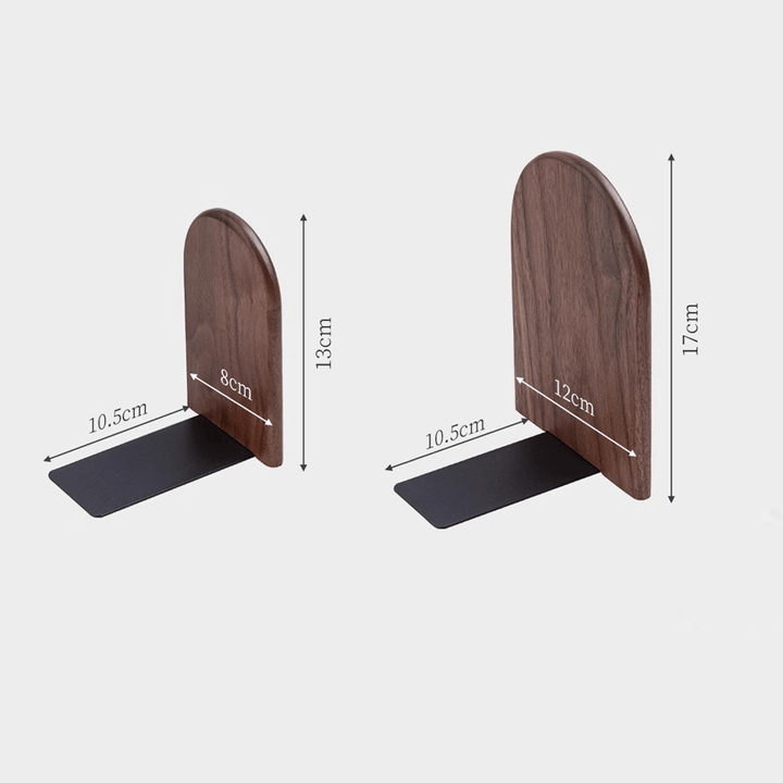 Wooden bookends showcasing elegant walnut and beech design, ideal for practical and decorative book support.