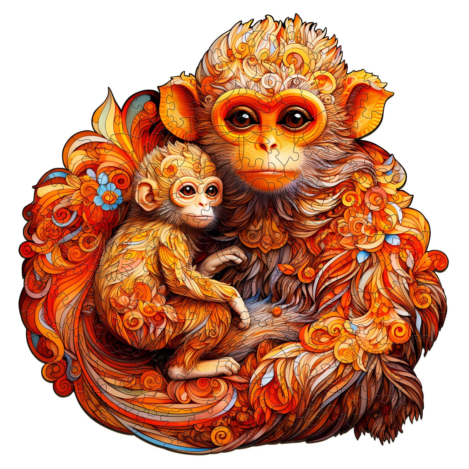 Rhinopithecus Family-2 Wooden Jigsaw Puzzle – Woodbests