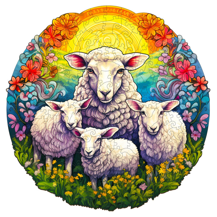 Mandala Sheep Wooden Jigsaw Puzzle