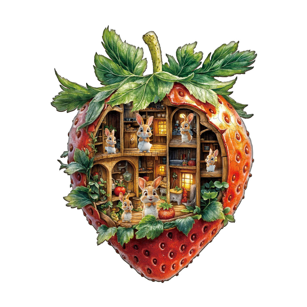 Erdbeerhasenhaus Holz-Puzzlespiel