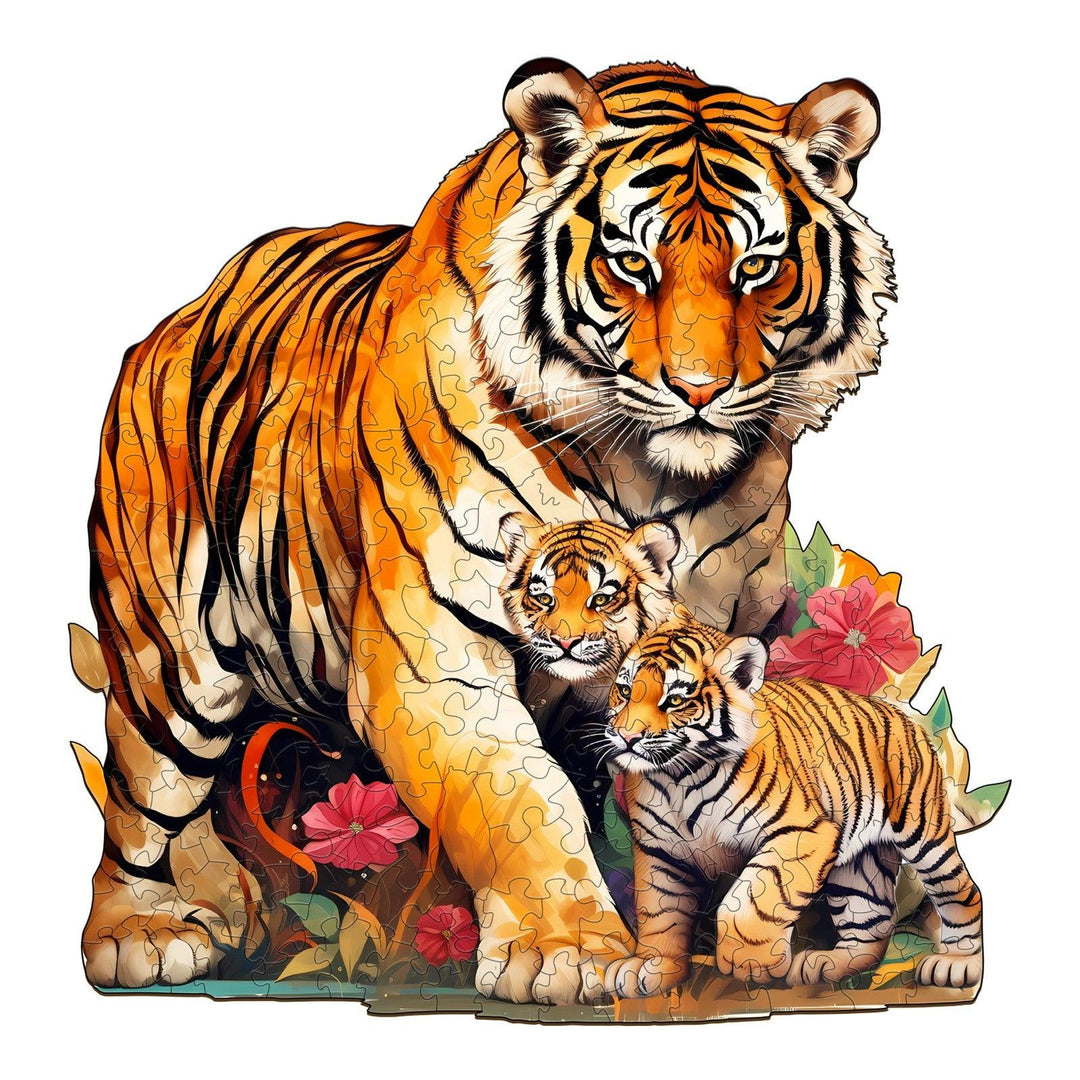 Tiger Family-2 Wooden Jigsaw Puzzle-Woodbests