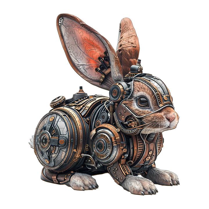 Mechanical rabbit wooden jigsaw puzzle designed for mind games and enhancing focus and intelligence.