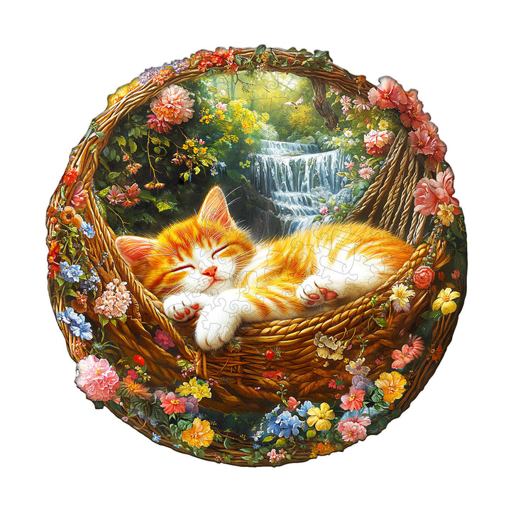 Garden nap kitten Wooden Jigsaw Puzzle