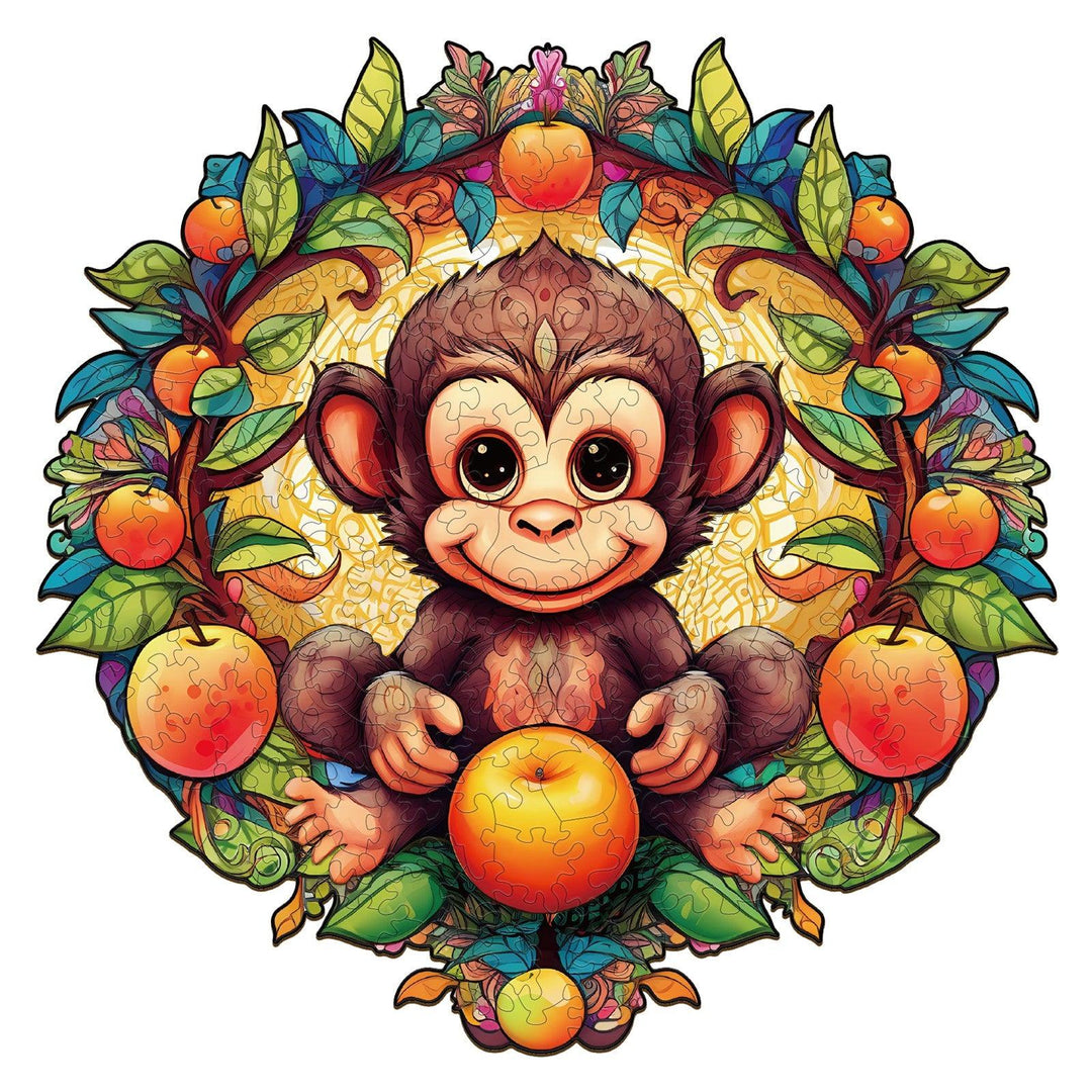 Happy Monkey Wooden Jigsaw Puzzle-Woodbests