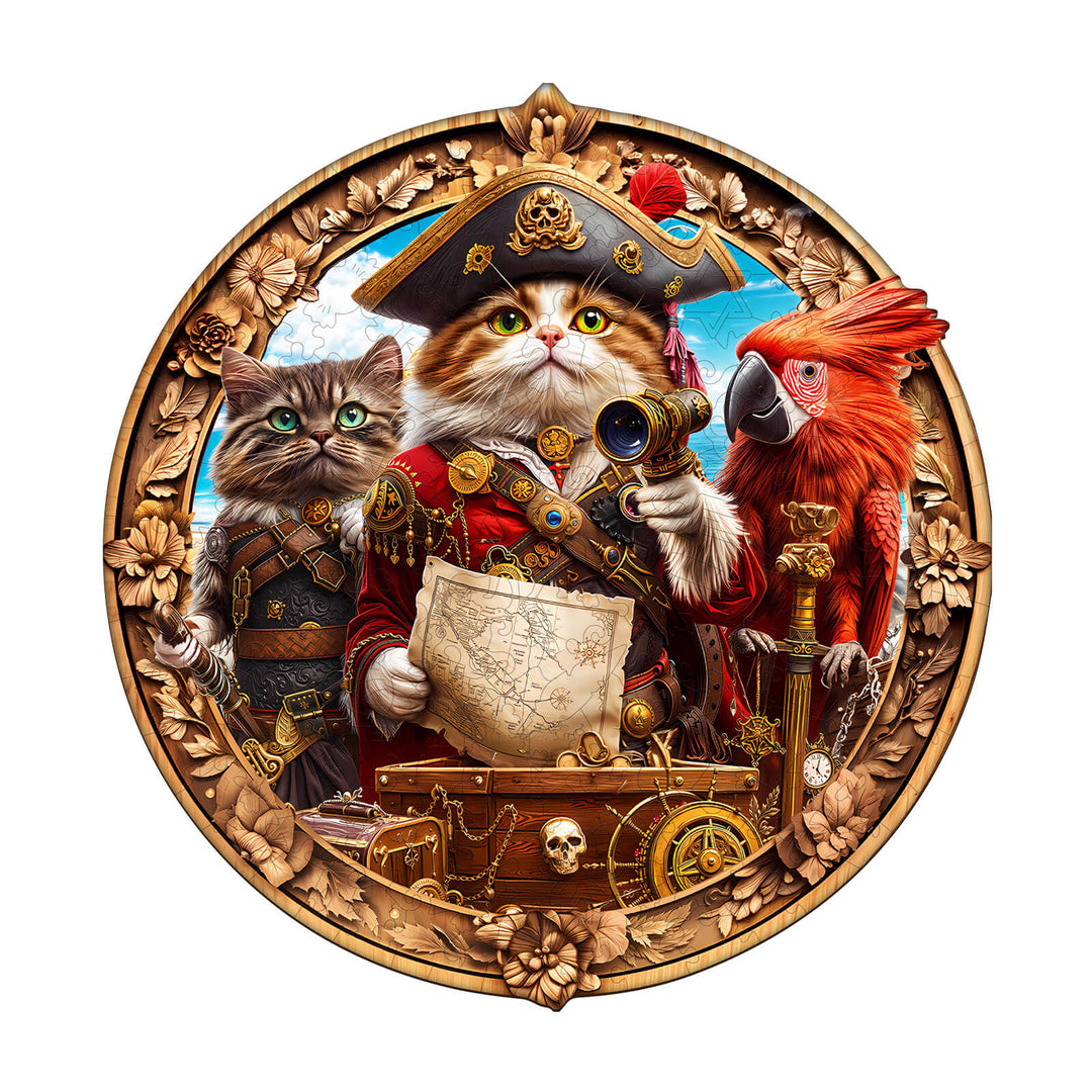 Pirate Cat Wooden Jigsaw Puzzle