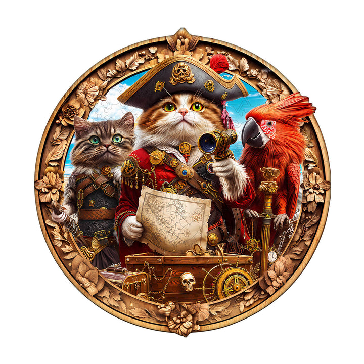Pirate Cat Wooden Jigsaw Puzzle