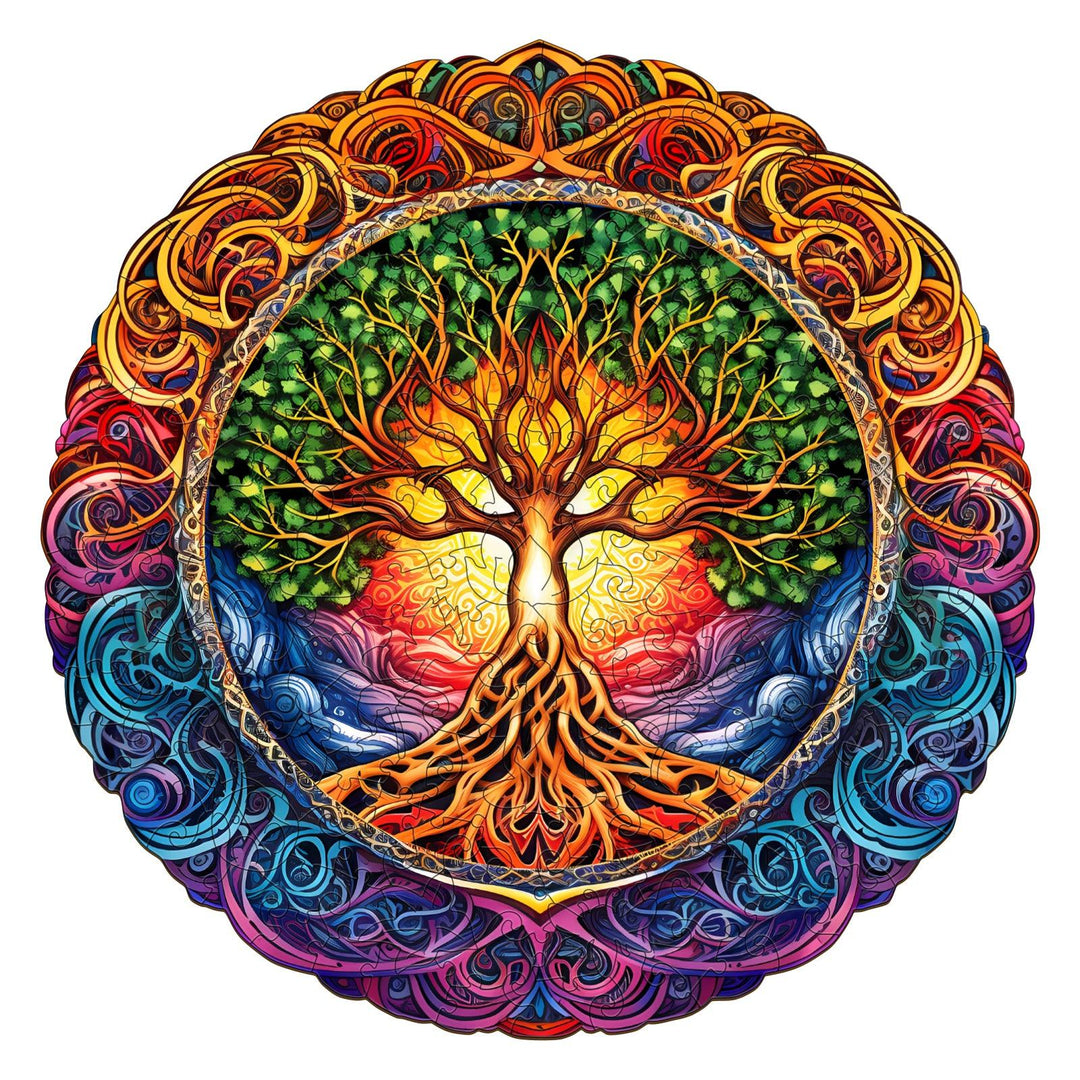 Mandala Tree of Life-1 Wooden Jigsaw Puzzle-Woodbests