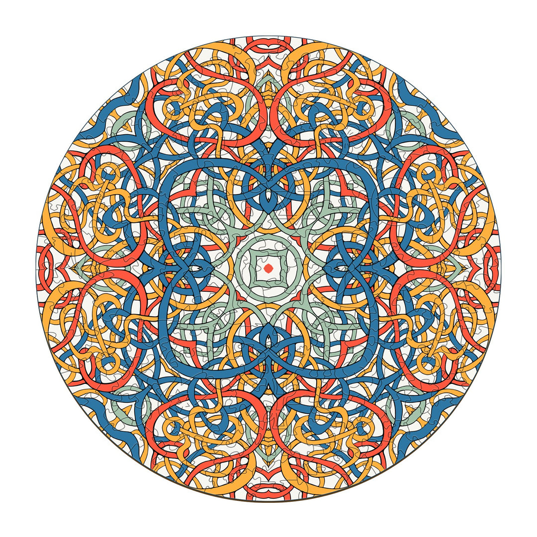 Mandala Celtic Chaos doodle art by Lori Anne McKague, featuring intricate patterns in vibrant colors.