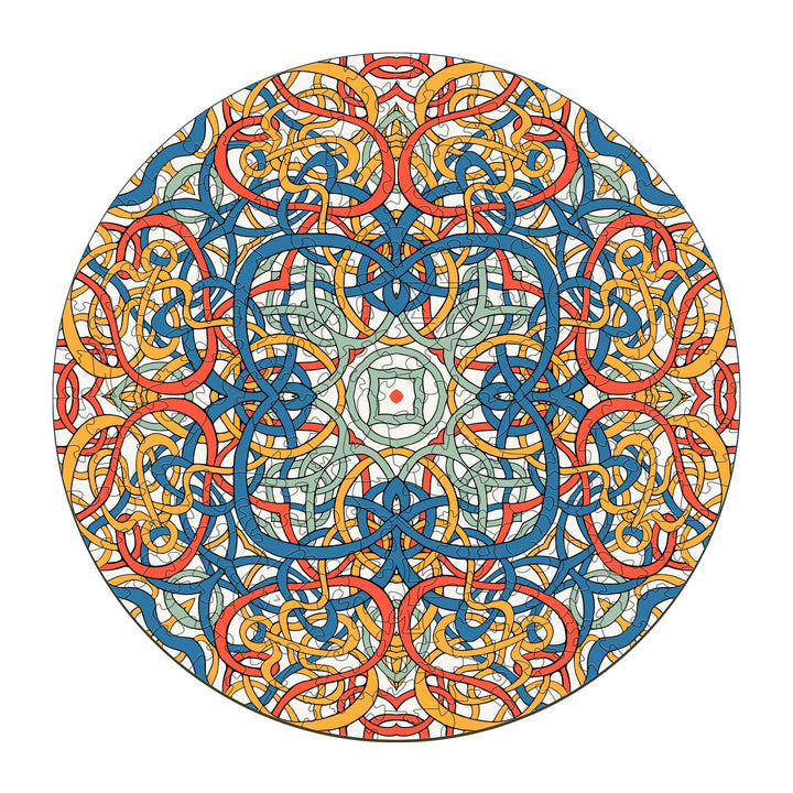 Mandala Celtic Chaos doodle art by Lori Anne McKague, featuring intricate patterns in vibrant colors.