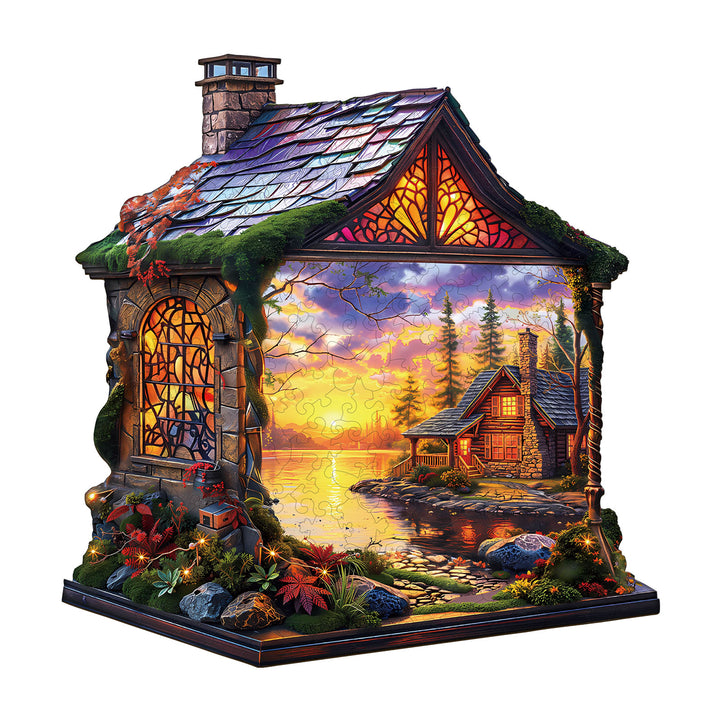 Sunset Cottage Wooden Jigsaw Puzzle